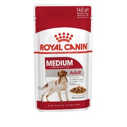 Royal Canin Medium Adult полнорационный влажный корм для взрослых собак средних пород с 12 месяцев до 10 лет, кусочки в соусе, в паучах - 140 г