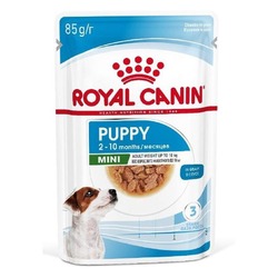 Royal Canin Mini Puppy сухой корм для щенков мелких пород в возрасте до 10 месяцев, кусочки в соусе, в паучах - 85 г