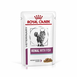 Royal Canin Renal полнорационный влажный корм для взрослых кошек для поддержания функции почек при острой или хронической почечной недостаточности, диетический, с рыбой, кусочки в соусе, в паучах - 85 г