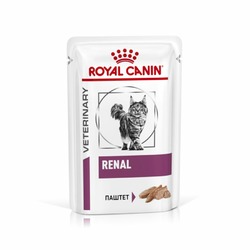 Royal Canin Renal полнорационный влажный корм для взрослых кошек для поддержания функции почек при острой или хронической почечной недостаточности, диетический, паштет с курицей, в паучах - 85 г