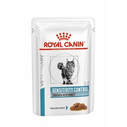 Royal Canin Sensitivity Control полнорационный влажный корм для взрослых кошек при пищевой аллергии или непереносимости, с курицей и рисом, кусочки в соусе, в паучах - 85 г