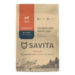 Savita сухой корм для кошек, с лососем и белой рыбой
