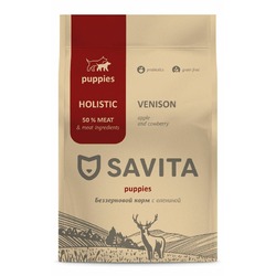 Savita сухой беззерновой корм для щенков с олениной - 1 кг