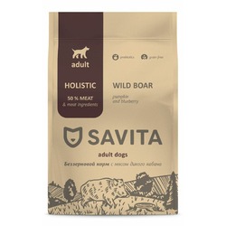 Savita сухой корм для взрослых собак всех пород с мясом дикого кабана - 1 кг
