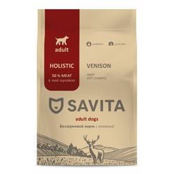 Savita сухой беззерновой корм для собак с олениной - 4 кг