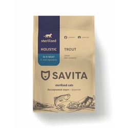 Savita сухой корм для стерилизованных кошек, с форелью - 2 кг