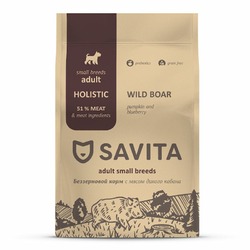 Savita сухой корм для взрослых собак малых пород, с мясом дикого кабана - 1 кг