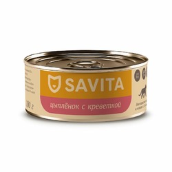 Savita влажный корм для кошек и котят, с цыплёнком и креветкой, в консервах - 100 г
