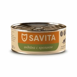Savita влажный корм для кошек и котят, с индейкой и кроликом, в консервах - 100 г