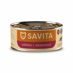 Savita влажный корм для кошек и котят, с индейкой и телятиной, в консервах - 100 г