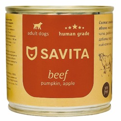 Savita влажный корм для собак, с говядиной, с тыквой и яблоком, в консервах - 410 г