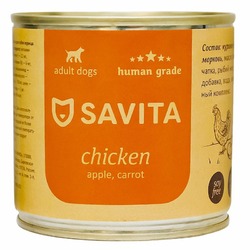 Savita влажный корм для собак, с курицей, яблоком и морковью, в консервах - 240 г