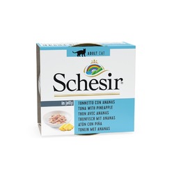 Schesir влажный корм для кошек, с тунцом, ананасом и рисом, кусочки в желе, в консервах - 75 г