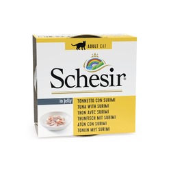 Schesir влажный корм для кошек, с тунцом и сурими, кусочки в желе, в консервах - 85 г