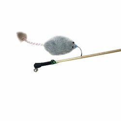 Semi игрушка-махалка для кошек мышь с трубочкой и норкой на веревке, серая