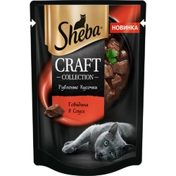 Sheba Craft полнорационный влажный корм для кошек, с говядиной, рубленые кусочки в соусе, в паучах - 75 г