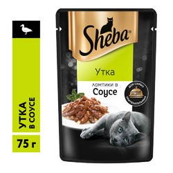 Sheba Pleasure полнорационный влажный корм для кошек, с уткой, ломтики в соусе, в паучах - 75 г