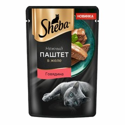 Sheba влажный корм для кошек, паштет с говядиной в желе, в паучах - 75 г