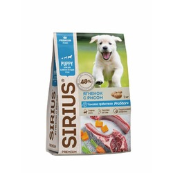Sirius сухой корм для щенков и молодых собак с ягненоком и рисом - 2 кг