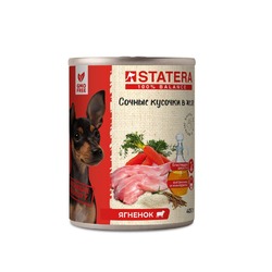 Statera полнорационный влажный корм для взрослых собак сочные кусочки в желе с ягненком, в консервах - 400 г х 6 шт