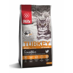 Blitz Sensitive Adult Cats Turkey полнорационный сухой корм для кошек, с индейкой - 400 г