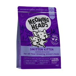 Meowing Heads Smitten Kitten полнорационный сухой корм для котят, с курицей и рисом - 450 г