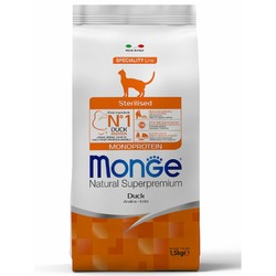 Monge Cat Speciality Line Monoprotein Sterilised полнорационный сухой корм для стерилизованных кошек, с уткой - 1,5 кг