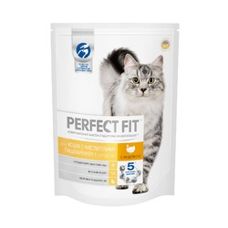 Perfect Fit Sensitive полнорационный сухой корм для кошек с чувствительным пищеварением, с индейкой - 650 г