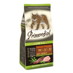 Сухой беззерновой корм Primordial для взрослых кошек с уткой и индейкой