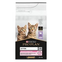 Pro Plan Delicate сухой корм для котят с чувствительным пищеварением, с высоким содержанием индейки - 1,5 кг