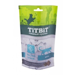TiTBiT лакомство для кошек хрустящие подушечки с мясом утки для чистки зубов - 60 г