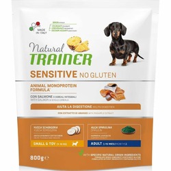 Trainer Natural Sensitive No Gluten Adult Mini сухой корм для собак мелких пород с чувствительным пищеварением с лососем - 800 г
