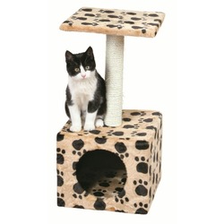 Trixie Домик для кошки Zamora с рисунком Кошачьи лапки, 61 см, бежевый