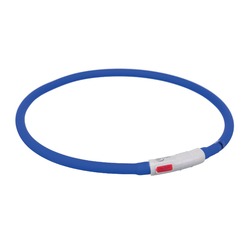 Trixie мигающее кольцо для собак USB, силикон, XS–XL: 70 см/ф 10 мм, королевский синее
