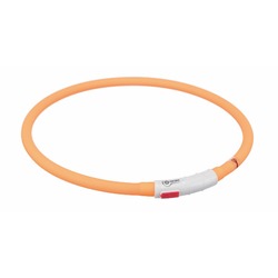 Trixie мигающее кольцо для собак USB, силикон, XS–XL: 70 см/ф 10 мм, оранжевое