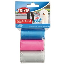 Trixie Пакеты для уборки за собаками, 3 л, 3 рулона по 15 шт., цветные, для всех диспенсеров
