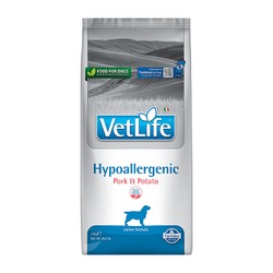 Vet Life Dog Hypoallergenic Pork & Potato полнорационный сухой корм для собак для снижения пищевой аллергии и/или непереносимости, диетический, со свининой и картофелем - 12 кг
