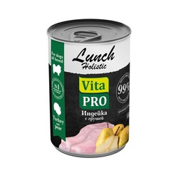 Vita Pro Lunch влажный корм для взрослых собак, с индейкой и грушей, в консервах - 400 г
