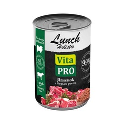 Vita Pro Lunch влажный корм для взрослых собак, с ягненком и бурым рисом, в консервах - 400 г