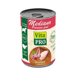 Vita Pro Mediano влажный корм для взрослых собак, с ягненком и индейкой, в соусе, в консервах - 400 г