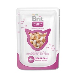 Brit Care White Fish Pouch влажный корм для кошек, с морским лещем, кусочки в соусе, в паучах - 80 г
