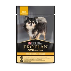 Pro Plan OptiSavour влажный корм для собак мелких и карликовых пород, склонных к набору веса, с курицей, кусочки в соусе, в паучах - 85 г