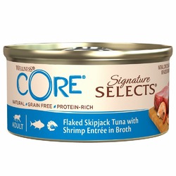 Wellness Core Signature Selects влажный корм для кошек с рубленным тунцом и креветками в бульоне в консервах - 79 г х 24 шт