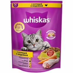 Whiskas сухой корм для кошек старше 7 лет, подушечки с паштетом, с курицей - 800 г