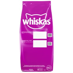 Whiskas полнорационный сухой корм для кошек, вкусные подушечки с нежным паштетом, аппетитный обед с говядиной - 13,8 кг