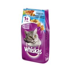 Whiskas полнорационный сухой корм для кошек, подушечки с паштетом, обед с лососем
