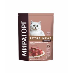 Мираторг Extra Meat Sterilised полнорационный сухой корм для стерилизованных кошек, c нежной телятиной - 400 г