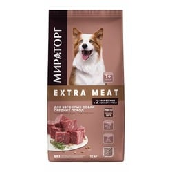 Мираторг Extra Meat сухой корм для собак средних пород, полнорационный, с говядиной Black Angus - 10 кг