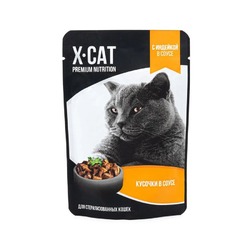 X-CAT влажный корм для стерилизованных кошек, с индейкой в соусе, в паучах - 85 г
