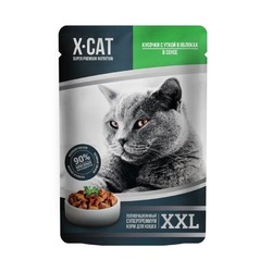 X-CAT XXL влажный корм для кошек, с уткой и яблоками в соусе, в паучах - 85 г